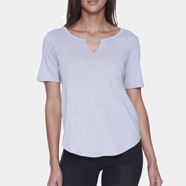Ladies' Cotton/Modal Slit V-Neck Thumbnail