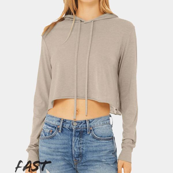Ladies' Cropped Long Sleeve Hooded T-Shirt Thumbnail