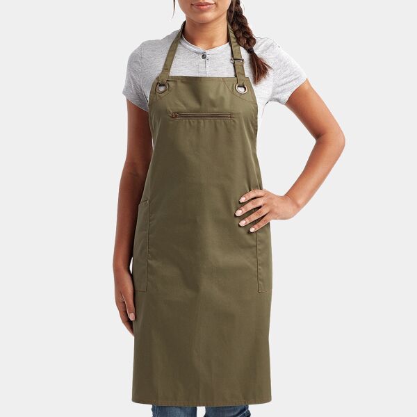 Unisex ‘Barley’ Contrast Stitch Recycled Bib Apron Thumbnail