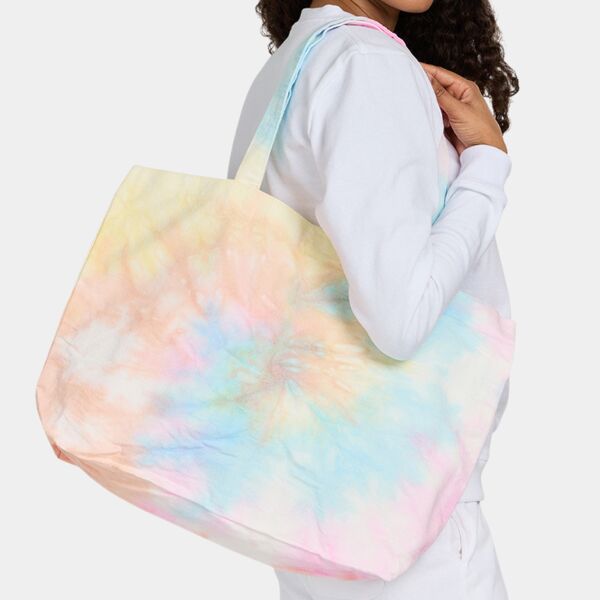 USA Made Swirl Tie-Dye Large Canvas Shopper Tote Bag Thumbnail