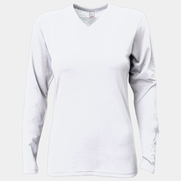Ladies' Long-Sleeve Softek V-Neck T-Shirt Thumbnail