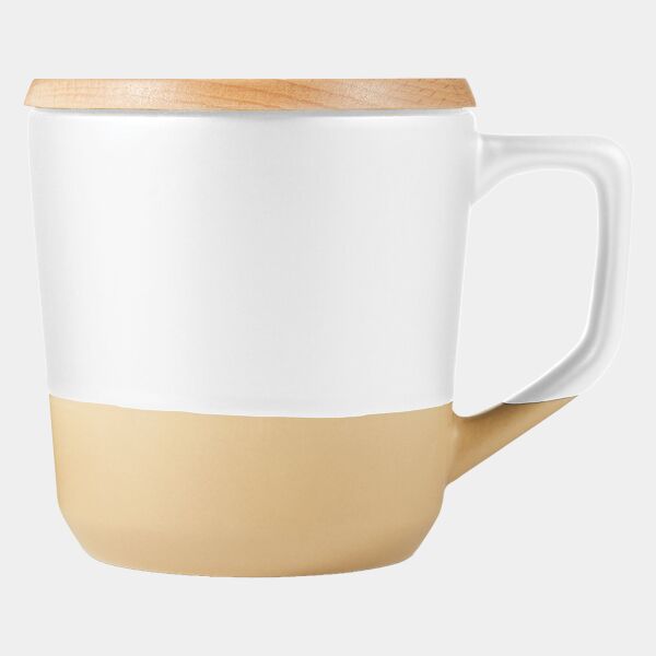 16.5oz Boston Ceramic Mug With Wood Lid In Mailer Thumbnail