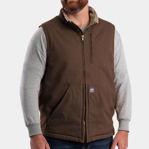 Berne Apparel Men's Heartland Sherpa-Lined Washed Duck Vest V818 Men's Heartland Sherpa-Lined Washed Duck Vest Thumbnail