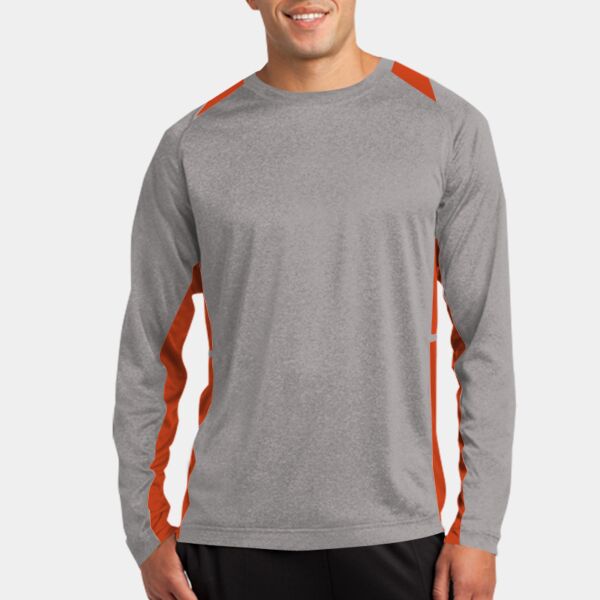Sport Tek Long Sleeve Heather Colorblock Contender Tee ST361LS Long Sleeve Heather Colorblock Contender Tee Thumbnail