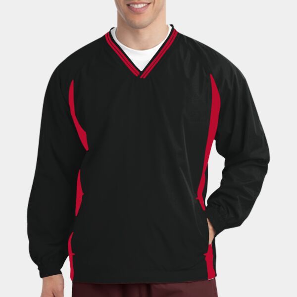 Sport Tek Tipped V Neck Raglan Wind Shirt JST62 Tipped V Neck Raglan Wind Shirt Thumbnail