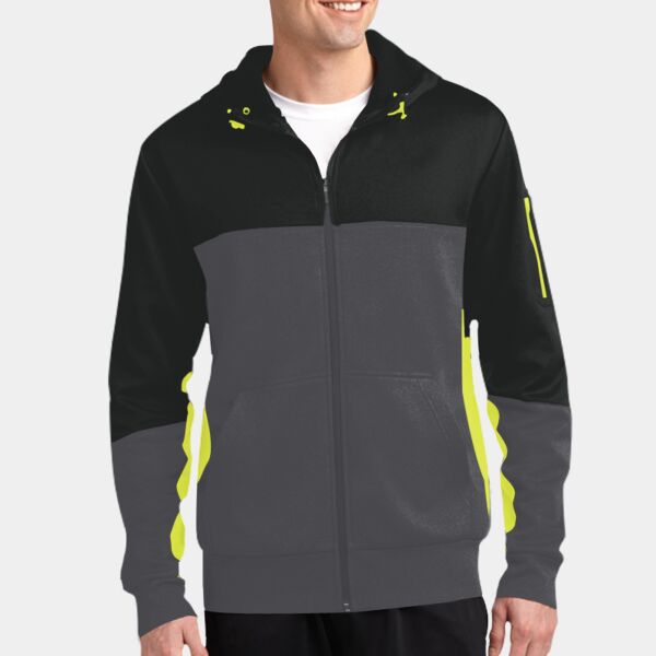 Sport Tek Tech Fleece Colorblock Full Zip Hooded Jacket ST245 Tech Fleece Colorblock Full Zip Hooded Jacket Thumbnail