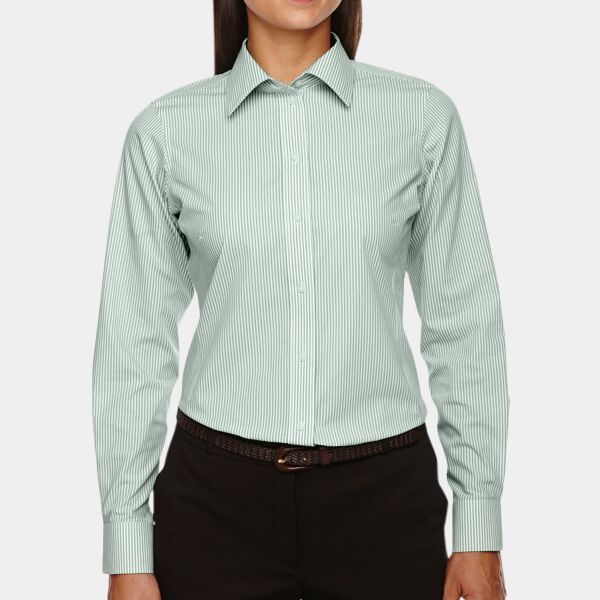 Ladies' Crown Collection® Banker Stripe Woven Shirt Thumbnail