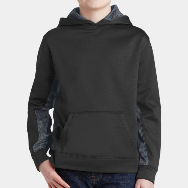Sport Tek Youth Sport Wick ® CamoHex Fleece Colorblock Hooded Pullover YST239 Youth Sport Wick ® CamoHex Fleece Colorblock Hooded Pullover Thumbnail