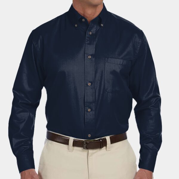Harriton Men's Tall Easy Blend™ Long-Sleeve Twill Shirt with Stain-Release M500T Men's Tall Easy Blend™ Long-Sleeve Twill Shirt with Stain-Release Thumbnail