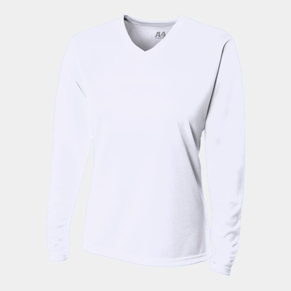 A4 Ladies' Birds-Eye Mesh Long Sleeve V-Neck T-Shirt NW3255 Ladies' Birds-Eye Mesh Long Sleeve V-Neck T-Shirt Thumbnail