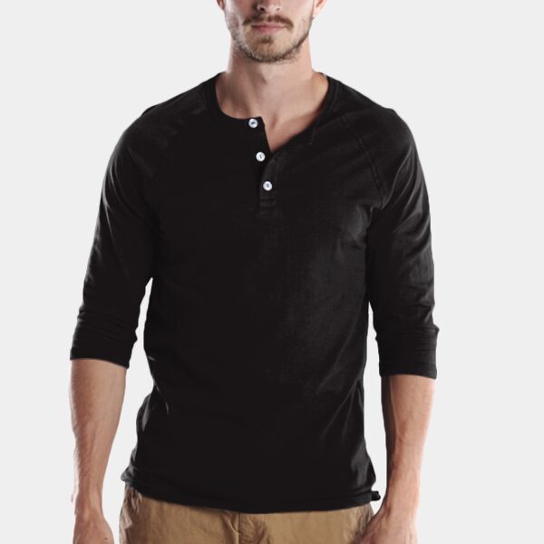 US Blanks Unisex USA Made Three-Quarter Sleeve Raglan Henley US7779 Unisex USA Made Three-Quarter Sleeve Raglan Henley Thumbnail