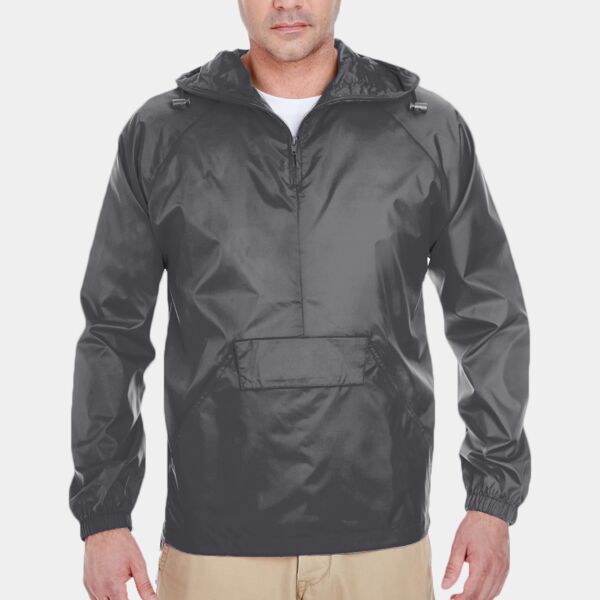 UltraClub Adult Quarter-Zip Hooded Pullover Pack-Away Jacket 8925 Adult Quarter-Zip Hooded Pullover Pack-Away Jacket Thumbnail