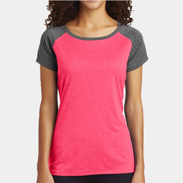 Sport Tek Women's Heather On Heather Contender Scoop Neck Tee LST362 Women's Heather On Heather Contender Scoop Neck Tee Thumbnail