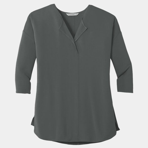 Women's Concept 3/4 Sleeve Soft Split Neck Top Thumbnail