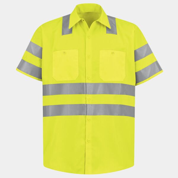 Men's Tall High Visibility Safety Short Sleeve Work Shirt Thumbnail