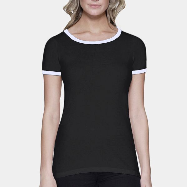 Ladies' CVC Ringer T-Shirt Thumbnail