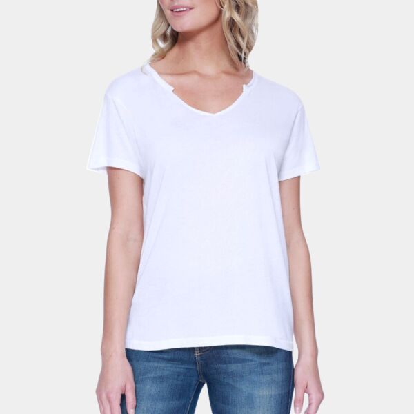 Ladies' Cotton/Modal Open V-Neck T-Shirt Thumbnail