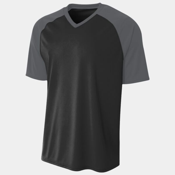 Adult Polyester V-Neck Strike Jersey with Contrast Sleeve Thumbnail