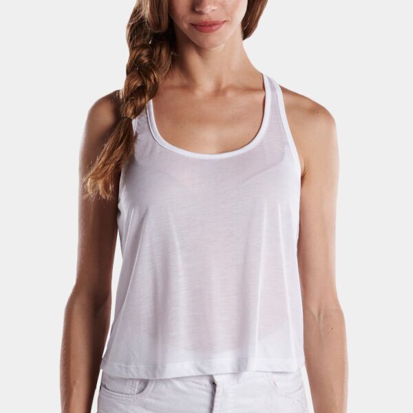 Ladies' USA Made Sheer Cropped Racerback Tank Top Thumbnail