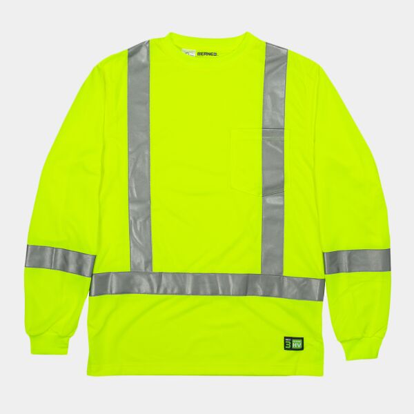 Berne Apparel Men's Hi-Vis Class 3 Performance Long Sleeve Pocket T-Shirt HVK013 Men's Hi-Vis Class 3 Performance Long Sleeve Pocket T-Shirt Thumbnail