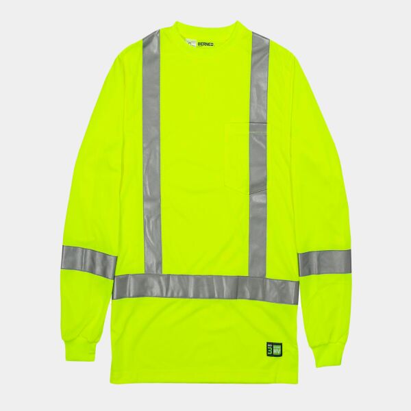 Berne Apparel Men's Tall Hi-Vis Class 3 Performance Long Sleeve T-Shirt HVK013T Men's Tall Hi-Vis Class 3 Performance Long Sleeve T-Shirt Thumbnail